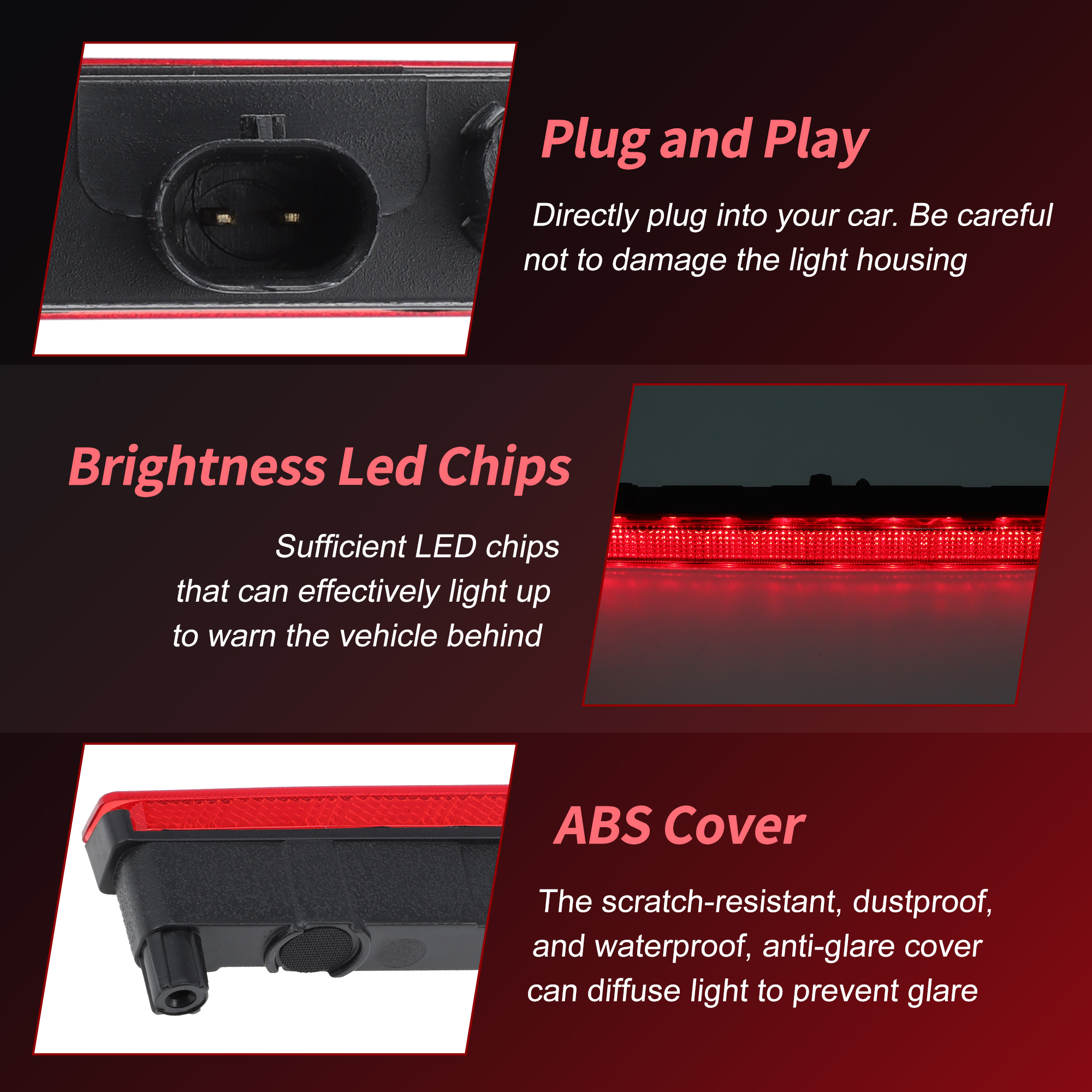 Unique Bargains LED Third Brake Light for Jeep Gladiator 2020-2025 923-297 Red Lamp