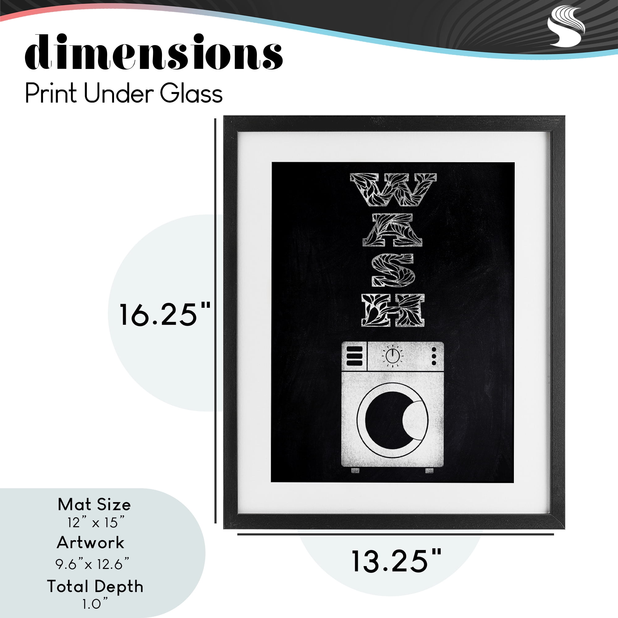 Laundry Wash Ornate Letters Black Framed Print Under Glass, design by Marcus Prime
