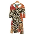thumbnail image 6 of Leopard Floral Autumn Vibrant Print Flare Dress Square Neck Dress Elegant Female Fashion Printed Dress, 6 of 9