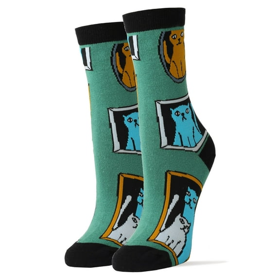 Oooh Yeah Women's Novelty Funny Crew Socks, Crazy Fashion Socks, Cat Frames, One Size