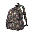 thumbnail image 2 of Mushroom and Flower Black Pattern Backpack for School, Cute School Bag with Adjustable Shoulder Straps and Padded Back, 13.4"x11"x4.7", 2 of 5