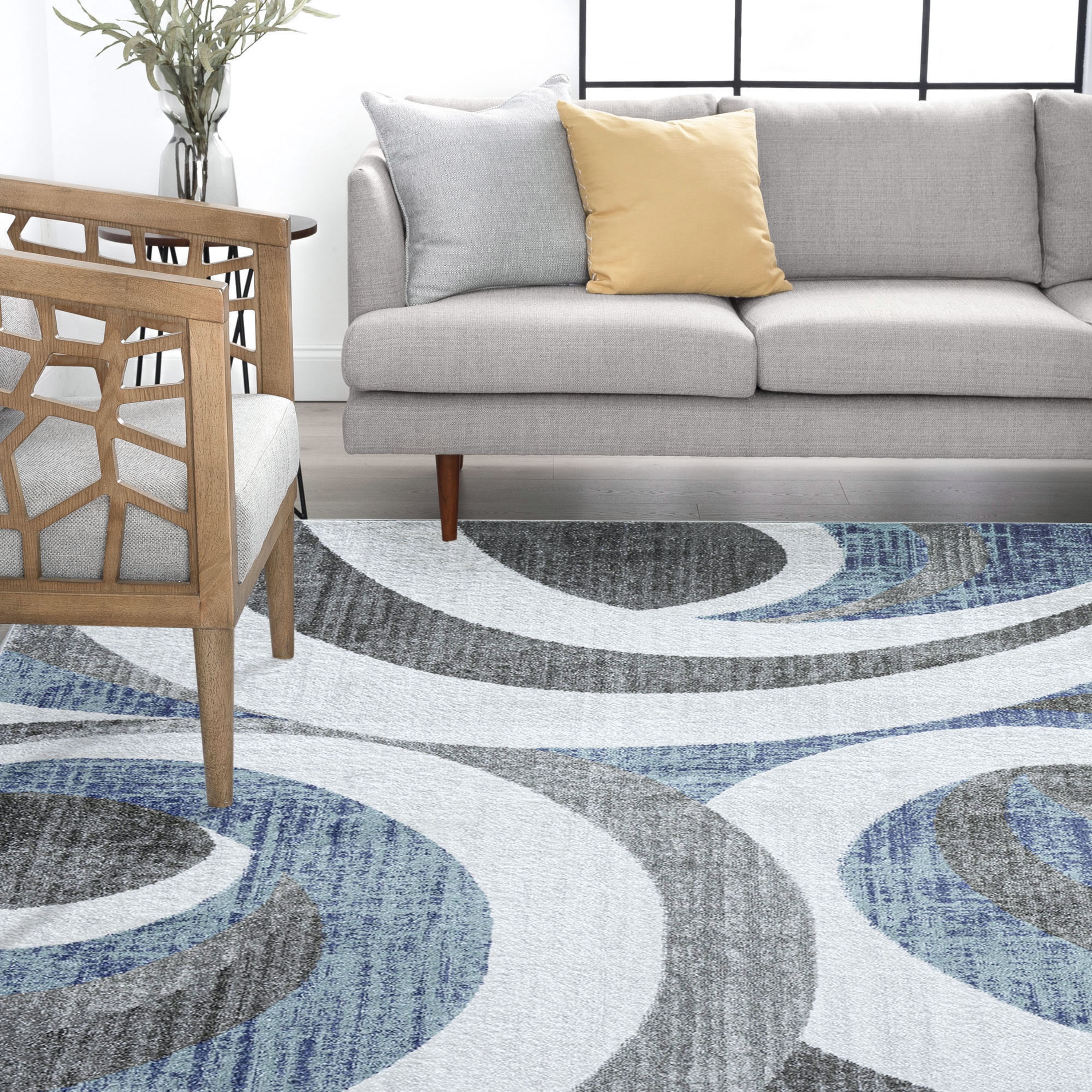 Contemporary 2x3 Area Rug (2' x 3') Abstract Dark Gray, Dark Gray Indoor Scatter Easy to Clean