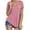 Pink, variant on Kovlvoll Womens Tops V-Neck Short Sleeve Solid Color Loose Casual T-Shirt Summer Oversized Hooded Top