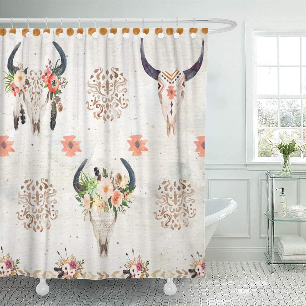 Libin Western Reversible Southwestern Ethnic Bohemian Tribal Pastel Shower Curtain 66x72 inch