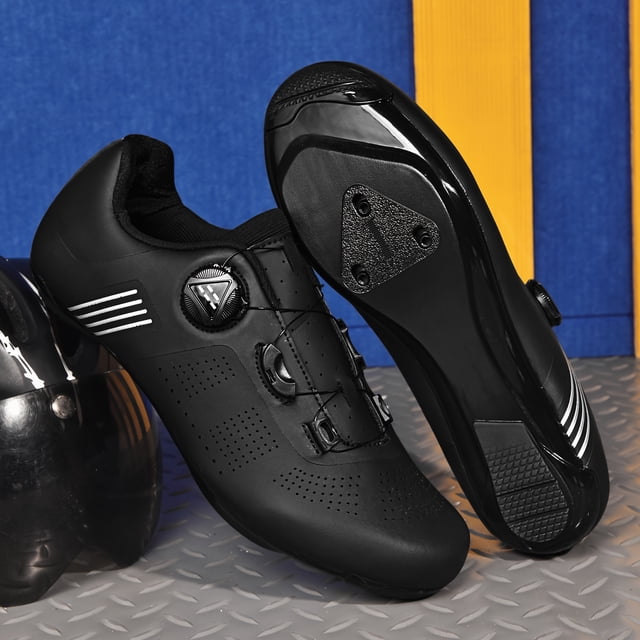 DEBGFS Men‘s Non-Slip Cycling Shoes for Road Biking - Compatible with SPD Cleats Breathable & Comfortable Ideal for Daily Rides and Racing Durable TPU Sole White,Black,US 10