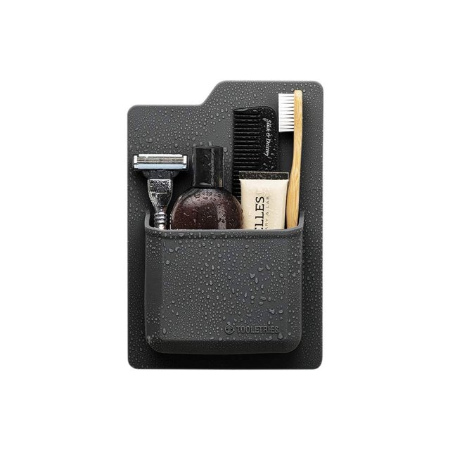 TOOLETRIES The James Organizer - Silicone Toiletry Holder, Shower & Bathroom Accessory - Features Silicone-Grip Technology, Removable & Reusable - Charcoal