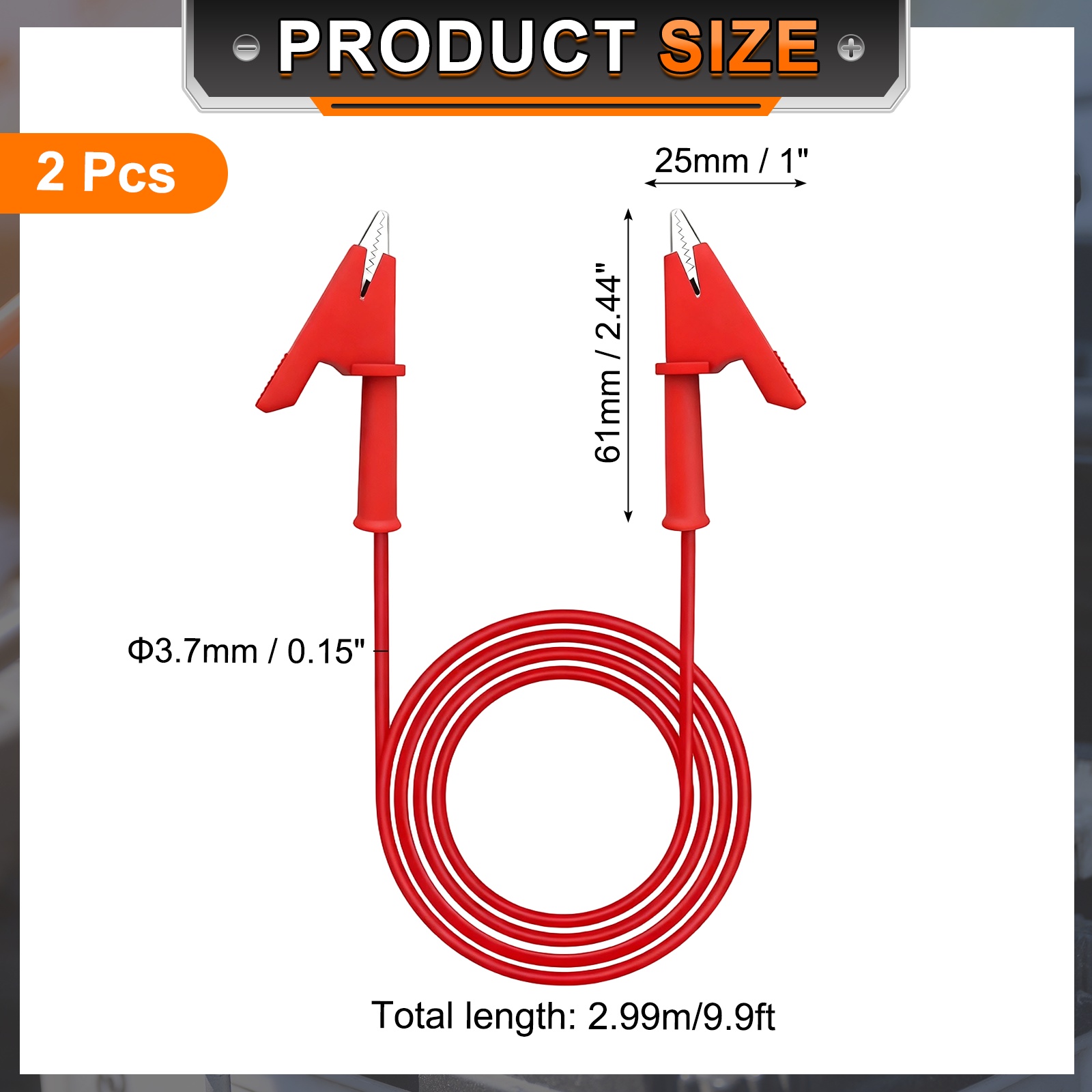 Uxcell 2pcs 9.81ft Alligator Clip Test Leads, 15A Dual Alligator Clips with Wires for Multimeter Jumper Wire Industry Car Battery, Red