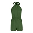 thumbnail image 3 of Favoffer Women Halter Neck Jumpsuit Backless Solid Color Romper Elastic Waist Pocketed One Piece Shorts Loose Casual Overalls for Beach Party Daily, 3 of 9