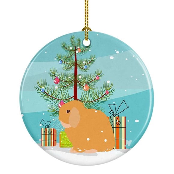 Holland Lop Rabbit Christmas Ceramic Ornament