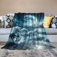 thumbnail image 2 of SHERONV White Horses Ocean Full Moon Warm Lightweight Soft Fleece Blanket Throw Blanket for Living Rooms Sofa Decor All Seasons Excellent Hand Feel Blanket for Bed 40x50in, 2 of 6