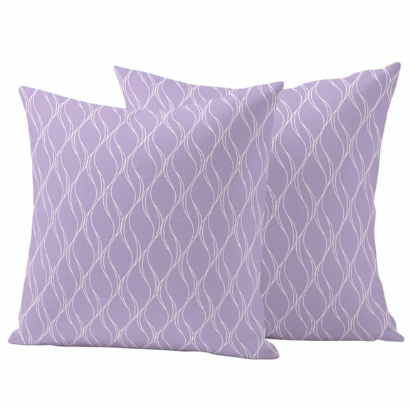 Pack of 2 Purple Moire Waves Outdoor Pillow Covers Decorative, Waterproof Pillow Protector, Modern Abstract Art Geometric Throw Pillowcases Accent Cushion Cases for Patio Couch Sofa 26"x26"