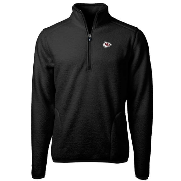 Men's Cutter & Buck Black Kansas City Chiefs Big & Tall Cascade Eco Sherpa Fleece Quarter-Zip Pullover Jacket