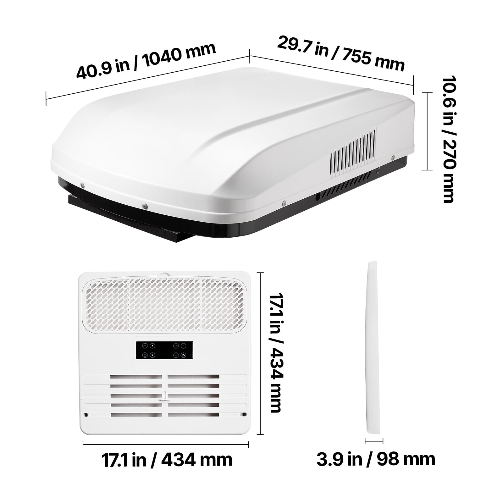 KFFKFF RV Air Conditioner, 15000 BTU Rooftop AC Unit, 120V Ducted System with Heat Pump & Cooling, Adjustable Speed, Simple Installation, Quiet Operation, Includes ADB Button and Remote Control,White