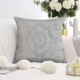 thumbnail image 3 of Set of 2 Boho Pillow Covers 20x20inch, Linen with Unique Blue Carpet Design, Ideal Decorative Throw Pillows for Sofa, Couch, Farmhouse or Outdoor Decor, 3 of 7
