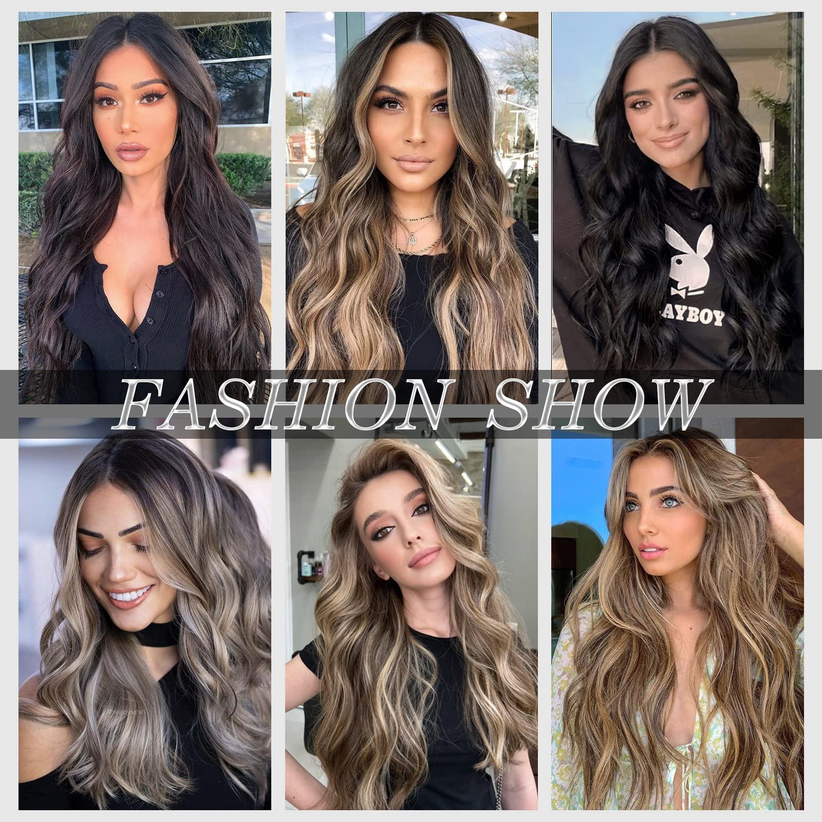 MORICA Clip in Hair Extension 20 Inch 6PCS Natural Long Wavy Curly Hairpieces for Women Thick Synthetic Fiber Double Weft Hair Full Head