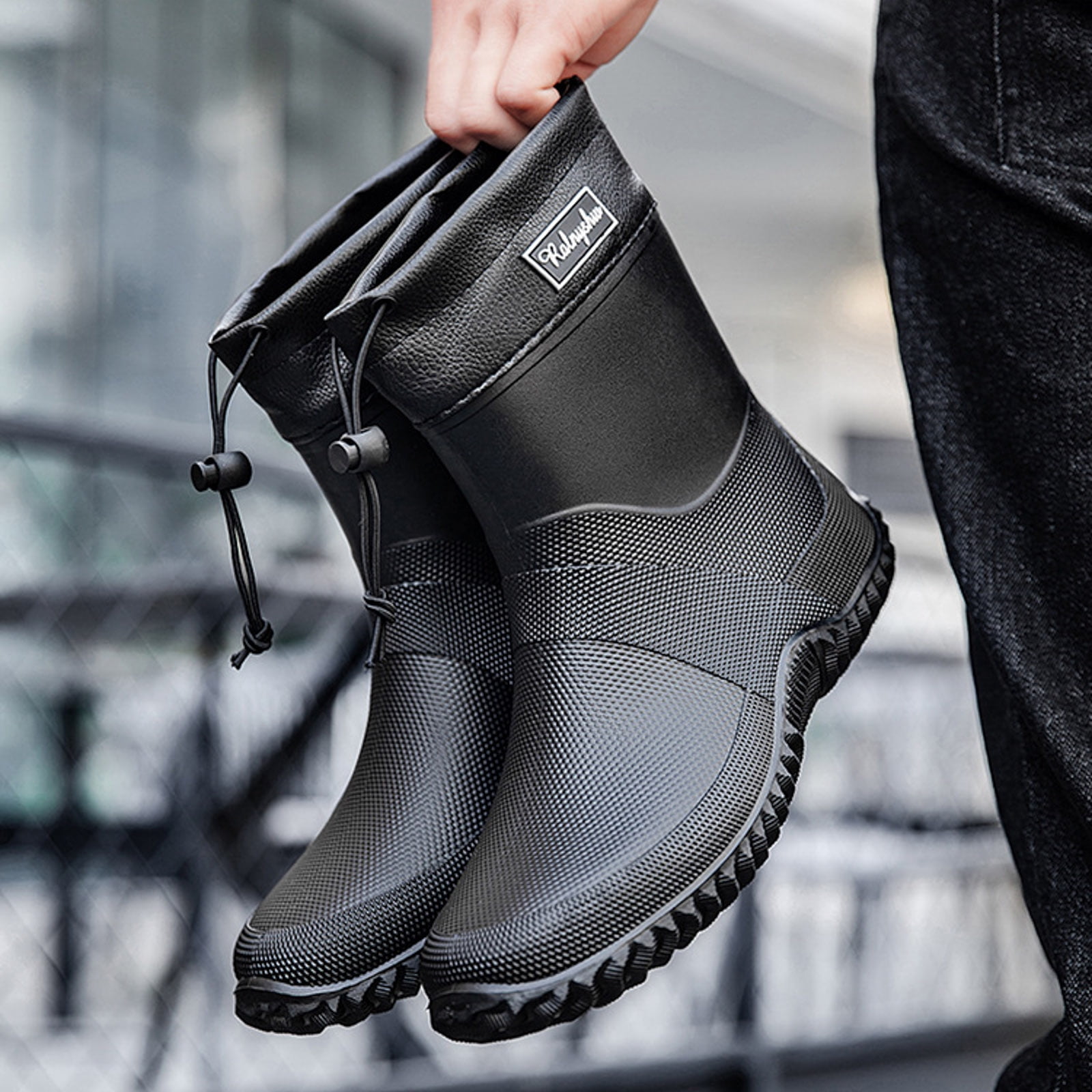 Mepaouo Women's Mid Calf Rain Boots Lightweight Water Garden Shoes Durable Non Slip Rubber Rainboots
