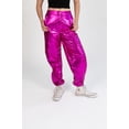 thumbnail image 2 of Fuchsia Metallic Parachute Pants - Shiny Pink Festival Trousers, 2 of 4