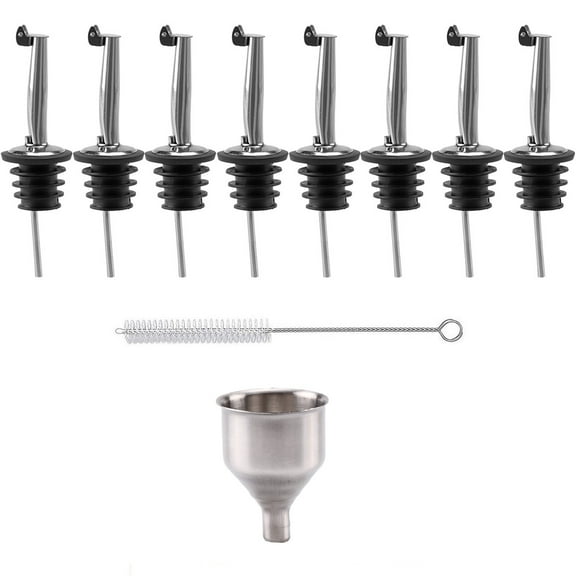 Stainless Steel Olive Oil Pourer, Classic Bottle Pourer Spout Liquor Drinks Pourer Tapered Spout with Metal Dust Caps for Wine Liquor Syrup Vinegar Bottle
