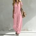thumbnail image 5 of Guluxicc Jumpsuits for Women Casual Summer Sleeveless V Neck Button Down Overalls Beach Travel Vacation Rompers with Pockets, 5 of 7