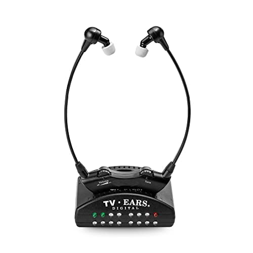 Sistema de auriculares inalámbricos digitales TV Ears: control de volumen personal, silencioso a alto, compatible con la mayoría de marcas de televisores, ideal para personas mayores y con problemas d