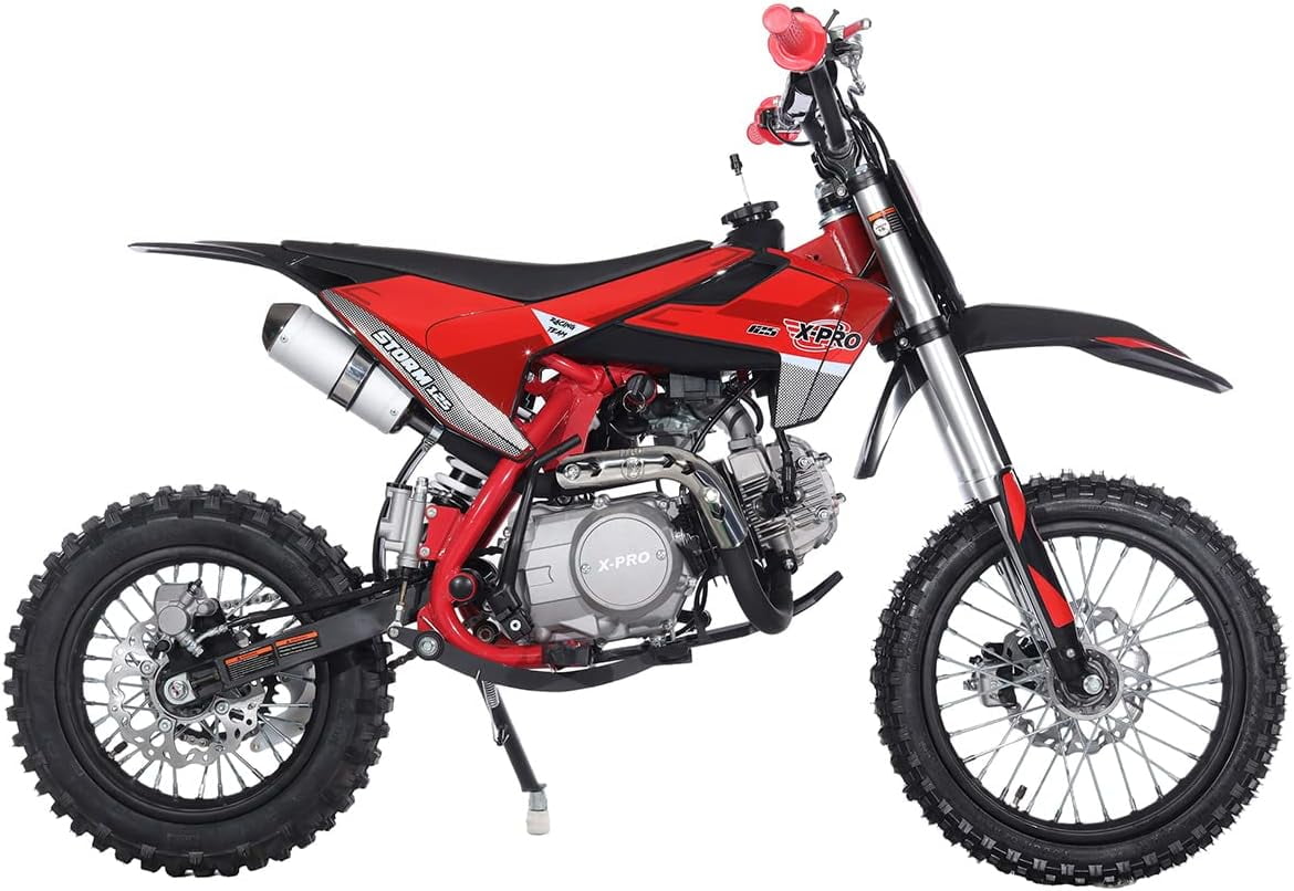 X-Pro Brand New Storm 125cc Dirt Bike with 4-Speed Manual Transmission, Kick Start, Big 14"/12" Tires!