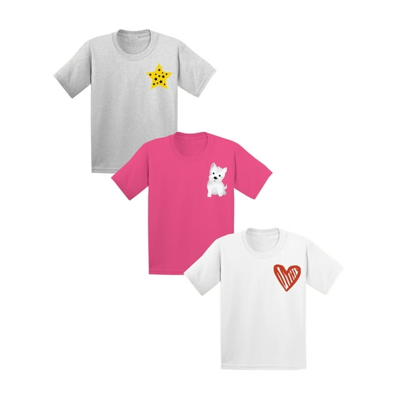 Awkward Styles Youth Shirts 6 7 8 9 10 Years Old Girls Outfit XS S M L XL Kids Shirts 11 Years Clothes 12 Years Old Girl Outfit Youth Kids Shirts Star Dog Heart Pack of 3