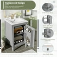 thumbnail image 5 of 20" Gray Bathroom Vanity with Ceramic Sink, Soft Close Door, Adjustable U-Shaped Shelf, Door Storage Rack, Modern Freestanding Cabinet for Small Bathrooms, 5 of 9