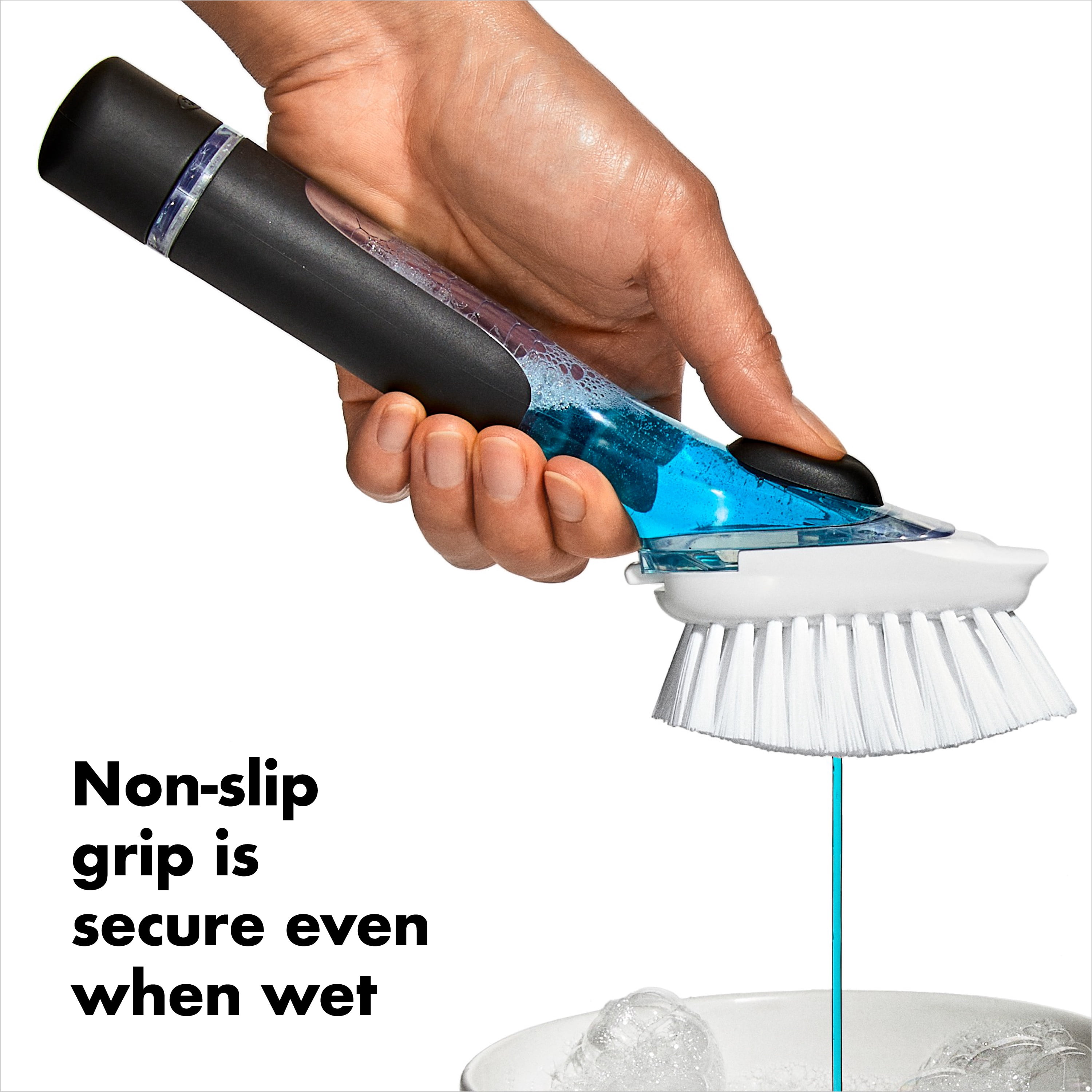 OXO SoftWorks Soap Dispensing Dish Brush with Valve – Non-Slip Grip, Easy Fill Design