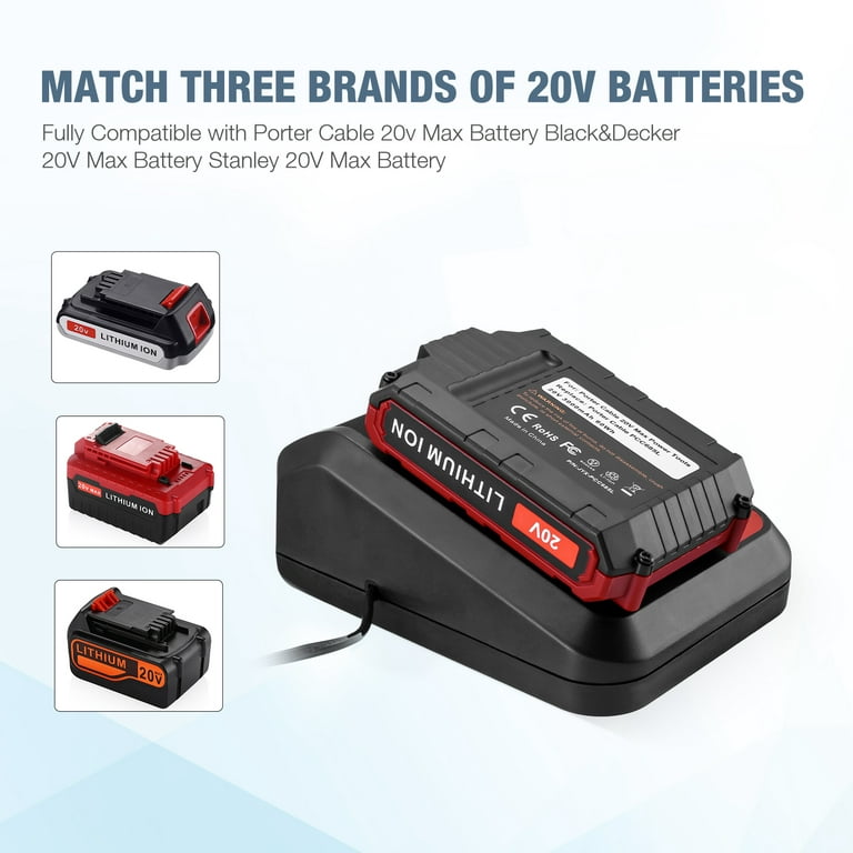  2 Packs 20V Replacement Battery and Charger for Black and  Decker 20v Max 3.0Ah,LBXR20 LB20 LBX20 LBX4020 Extended Run Time Cordless  Power Tools Series,with 16V/20V Multiple Volt Output Battery Charger 