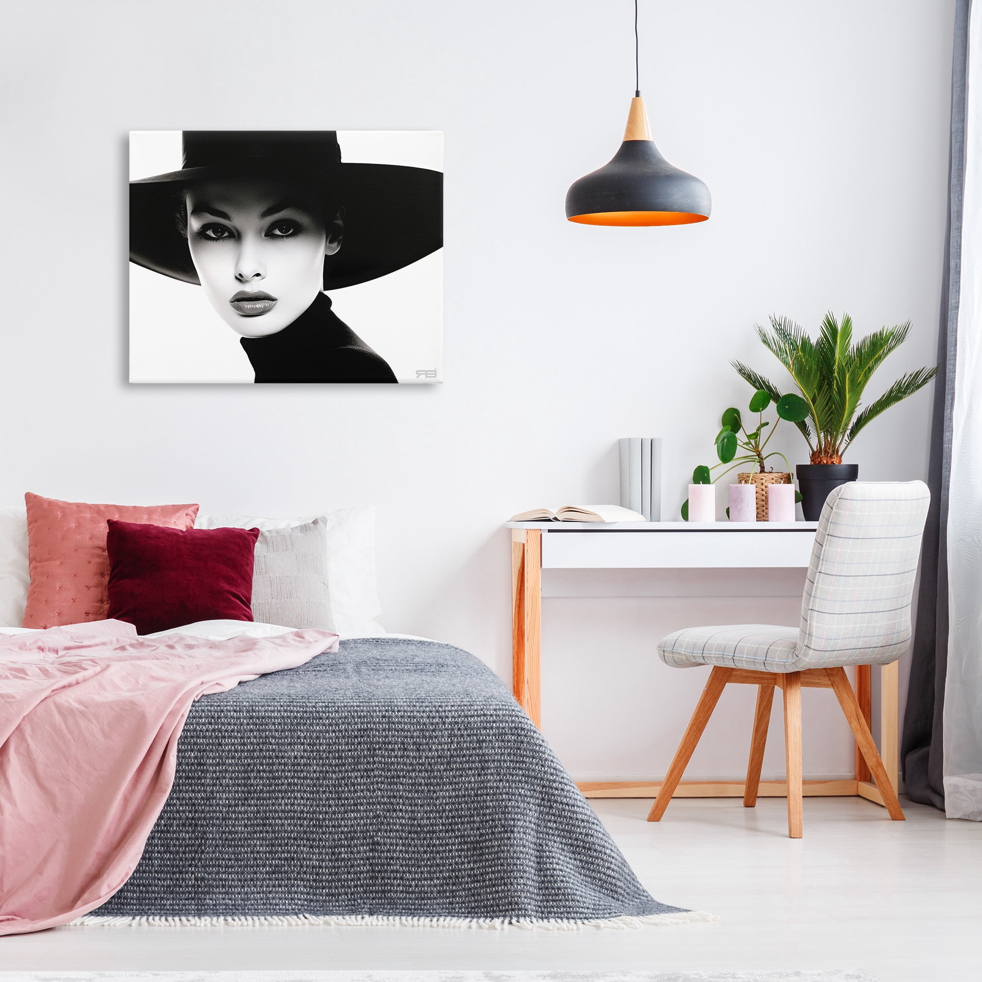 Stupell Industries Female Fashion Portrait Beauty & Fashion Painting Gallery Wrapped Canvas Art Print Wall Art, 40 x 30