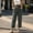 Gray, variant on Womens High-Waist Straight-Leg Ankle Pants with Button-Front and Flowy-Fabric, Retro Elegant for vintage casual daily looks Green S