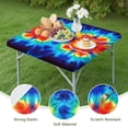 thumbnail image 4 of Colorful Tie Dye Flowe Square Fitted Tablecloth with Elastic Edge,Square Table Cover,Washable Elastic Table Cover for Home Kitchen Party Decor 34"x34", 4 of 6
