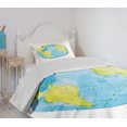 thumbnail image 4 of Ambesonne Earth Quilted Bedspread Set 2 Pcs, Watercolor Style Planet, Twin Size, Green Blue, 4 of 6