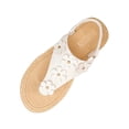 thumbnail image 1 of Sandalias Planas con Correas de Tobillo Floral Toe Post Espadrilles, Sandalias Planas de Mujer Toe Redondo Verano, 1 of 9