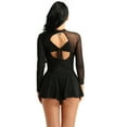 thumbnail image 5 of MSemis Woman Adult Figure Ice Staking Dress Skirt Mesh Long Sleeve Cutout Ballet Leotard, 5 of 7