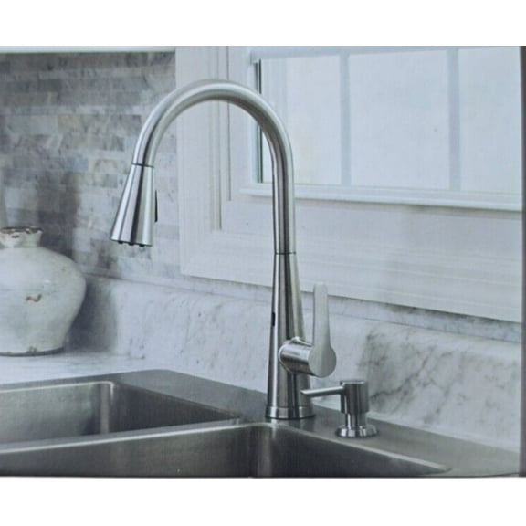 Allen Roth Tolland Stainless Steel Kitchen Faucet, 1-Handle Pull-Down with Touchless Control, 8.84" Spout Height (Model 67798W-120802)