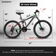 Juuar 26 Mountain Bike for Men, 21 Speed Disc Brake MTB, Full Suspension Steel Frame City Bike Bicycle for Adults, Gray