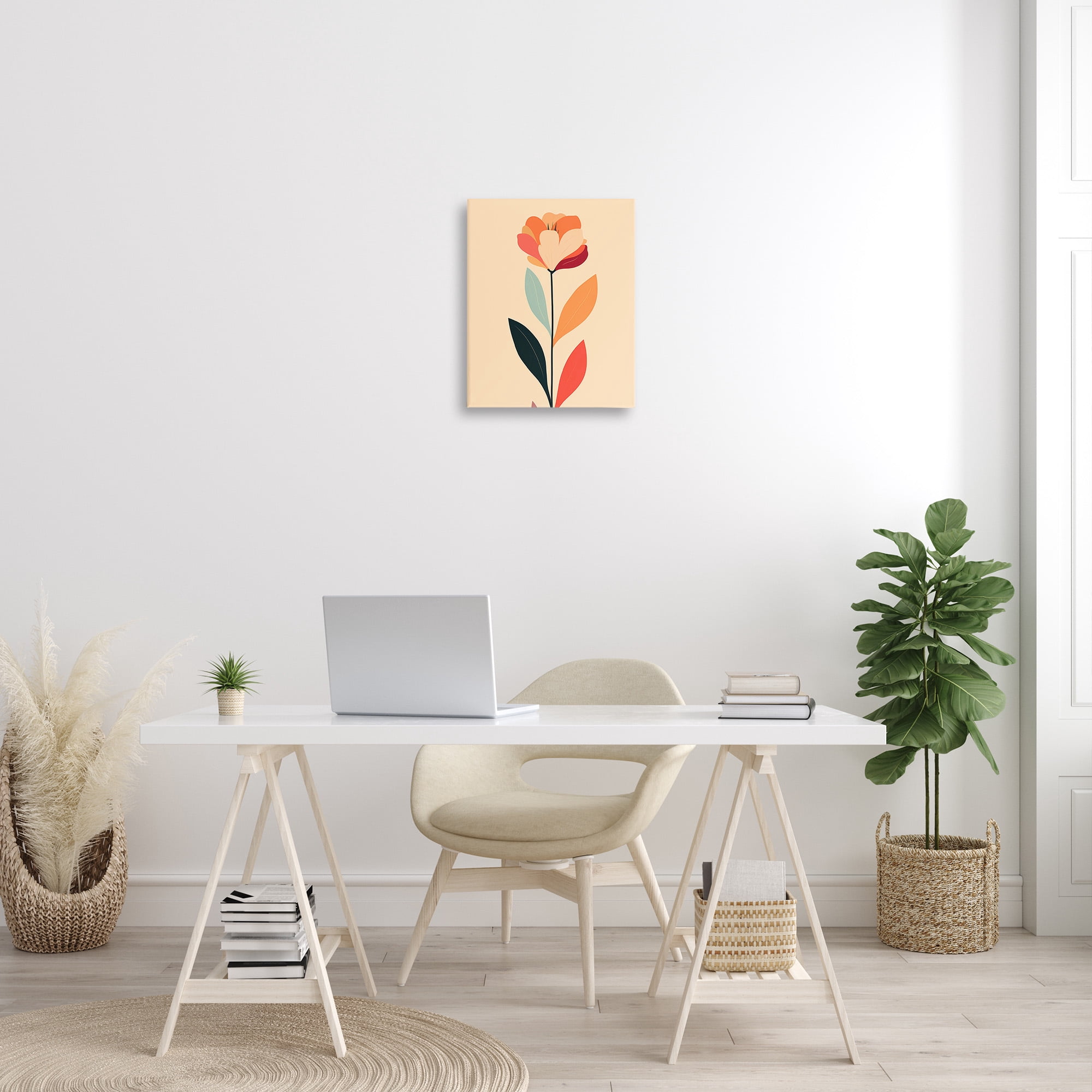 Stupell Industries Retro Hue Flower Botanical & Floral Painting Gallery Wrapped Canvas Art Print Wall Art, 16 x 20