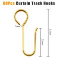 thumbnail image 2 of 60 Pcs Curtain Track Hooks S Shaped Metal Curtain Hooks Shower Curtain Wire Hooks for Ceiling Curtain Track Shower Curtain Track Hanging Bed Curtains - Style 3, 2 of 5