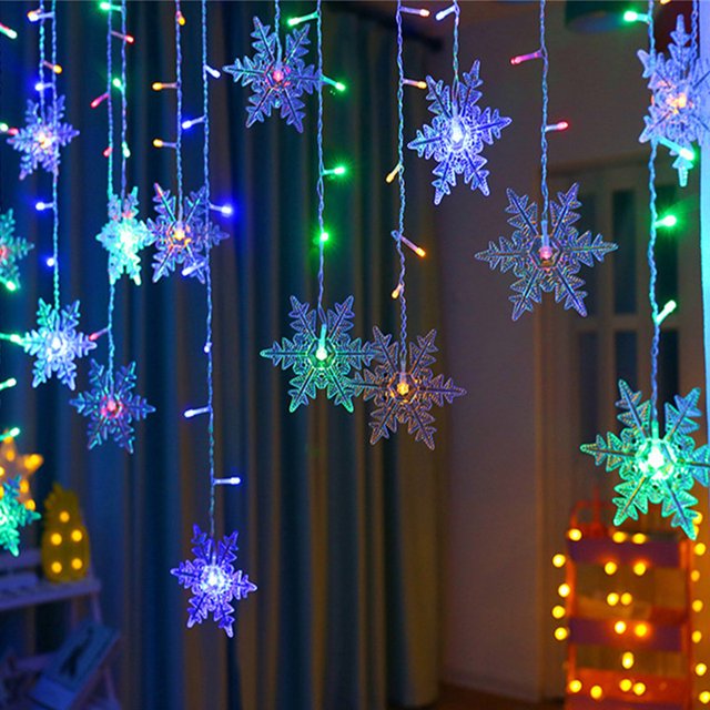 Muyoka Luces de cortina LED coloridas con 8 modos de iluminaci贸n 5000LM luces de hadas acr铆licas decoraciones de ventana de cadena para fiesta interior al aire libre