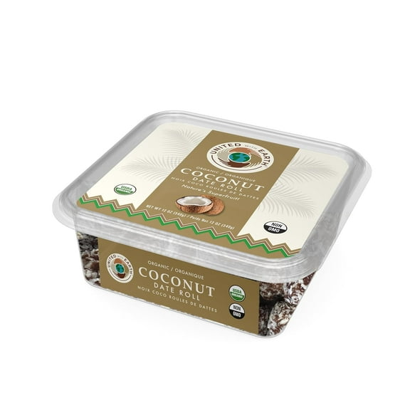 Pack of 12, United With Earth Organic Coconut Date Rolls, 12 oz