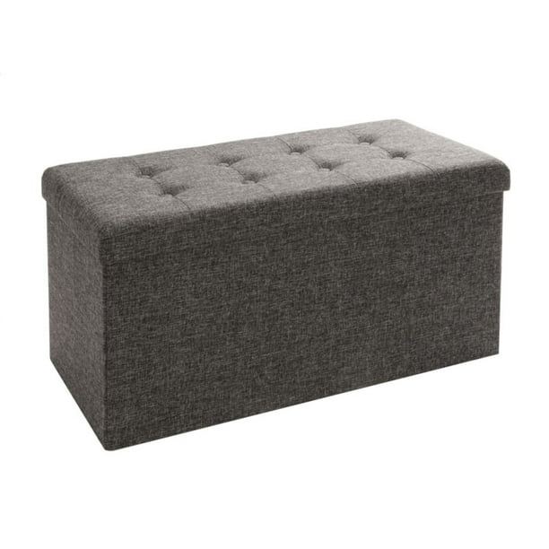 Seville Classics Foldable Storage Bench Ottoman Charcoal Gray Foldable Storage Bench Ottoman, Charcoal Gray by Seville Classics