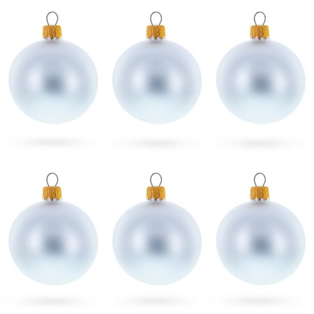 Set of 6 Matte White Glass Ball Christmas Ornaments 2.4 Inches