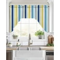thumbnail image 2 of Blue Yellow Striped Swag Valance for Windows 56'' x 36'', Farmhouse Navy Blue Ombre Stripes Light Filtering Kitchen Curtains Valances for Bathroom/Living Room/Bedroom/Café, Rod Pocket Curtain Panel, 2 of 6