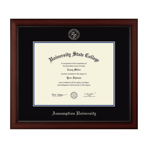 Framerly - Assumption Diploma Frame with Black and Royal Blue Mat