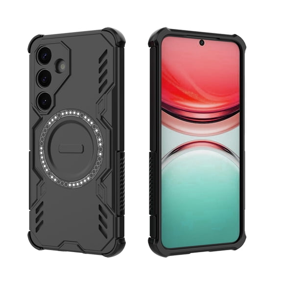 ELEHOLD Magnetic Rugged Case For Samsung Galaxy S25, Mag-Safe Magnetic Heavy Duty Shockproof Slim Protective Phone Cover For Samsung Galaxy S25,Black