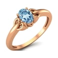thumbnail image 2 of 925 Sterling Silver Rose Vermeil 6X4mm Oval Blue Topaz Solitaire Women Valentines Day Gifts Ring, 2 of 3
