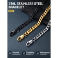 thumbnail image 6 of PROSTEEL Men Chain Bracelet Gold Plated Cuban Curb Bracelet 6MM 7.5 inch Wrist Bracelet Mens Birthday Father Day Graduation Jewelry Gifts for Him Dad Adults Age, 6 of 9