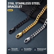 PROSTEEL Men Chain Bracelet Cuban Stainless Steel Curb Bracelet 6MM 7.5 inch Silver Wrist Bracelet Mens Birthday Father Day Graduation Jewelry Gifts for Him Dad Adults Age
