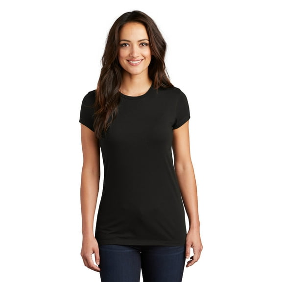 District Adult Female Women Electric Heather Short Sleeves T-Shirt Black X-Small